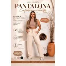 “Calça Pantalona Feminina Wide Leg Cintura Alta Moda Blogueira do P ao GG”