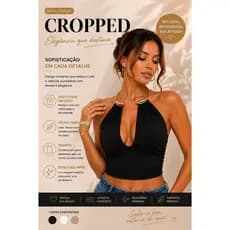 Cropped Feminino Luxo com Argola Dourada