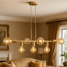 Luminária de teto Pendente Rubis para 7 Lâmpadas 68cm Canopla Enviada Conforme Disponibilidade (Estilo Jabuticaba)