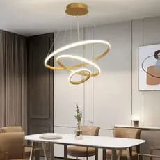 Lustre Pendente Led Moderno Anéis Led 89w 3 Arcos Dourado 110v-220V 3 Tonalidade