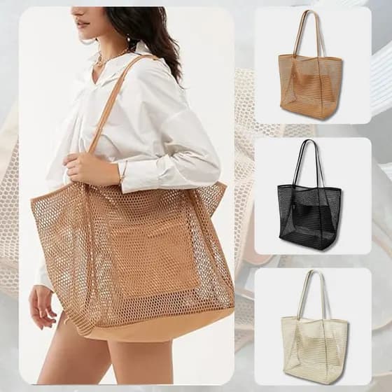 Bolsa feminina oversized para praia e piscina, com vários bolsos
