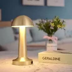 Luminaria Abajur de Mesa Cogumelo Candeeiro Dourado 3 Tons de Luz Bateria Recarregável USB ENVIO IMEDIATO