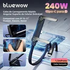 Cabo Tipo C 240W  Cotovelo 90° Suporte Dobrável Para  Proteção Sobrecarga Carregamento Rápido Transmissão Dados Celular