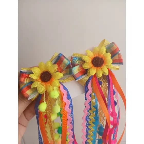 parzinho de laços junino adulto e infantil cor amarelo