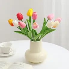 PU Mini tulipa flor artificial flor artificial pequena fresca sala de estar mesa jantar decoração flor buquê de casament