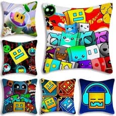 Capas De Almofada Dos Desenhos Animados Geometria Traço Vídeo Game Sofá Decorativo Casa Dupla Face Impressão Curto Pelúc
