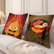 Almofada C-Castle Capa Conforto Calcifer Estilo Sofá Cadeira Almofadas Para Sala De Estar Decoração H-Howls M-Movimento