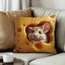 Almofada Fofa De Mouse-Em-Queijo : Adicione Um Toque Caprichoso À Sua Casa ! Capa De Sofá , Decoração De Dormitório De Q