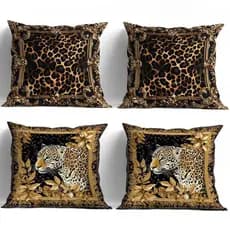 Capas De Almofada Decorativas Com Estampa De Leopardo E Moldura Dourada : Design Artístico Requintado Capa De Sofá Decor