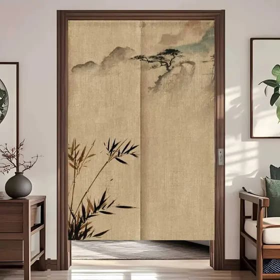 Cortina de porta personalizada estilo chinês cortina divisória de tecido cozinha banheiro artigos diversos cortina de bl