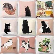 VIKAMA Cura-Estilo Adorável Gato Ilustração Capa De Almofada Com Zíper Sala De Estar Sofá Decoração De Casa Fronha