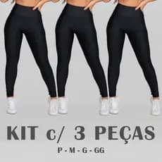 Calça Legging Academia Cintura Alta Suplex Tecido Grosso Moda Fitness Kit com 2 ou 3