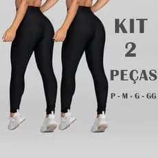 Calça Legging Academia Cintura Alta Suplex Tecido Grosso Kit com 1 ou 2 unidades Moda Fitness