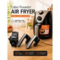 Compativel Com Cabo Puxador Mondial Air Fryer AF-29 - AF-30 - AF-31 Preto + Parafusos (Encaixe Redondo)7002