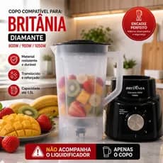 Copo para liquidificador compativel com. Britania Diamante 800 BLQ 970 Turbo Transl (tamp Pta) -9519
