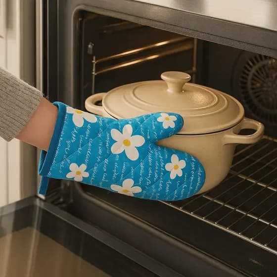 Luva Térmica Para Forno Fogão Tecido Acolchoado Estampado