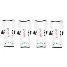 Kit 2 Pares Caneleira Branca  Profissional Reforçada e Protetora Contra Impactos Ajustável: Infantil, Juvenil e Adultos