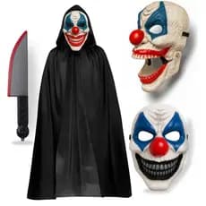 Kit Fantasia de Palhaço do Mal Com Boca Móvel Halloween