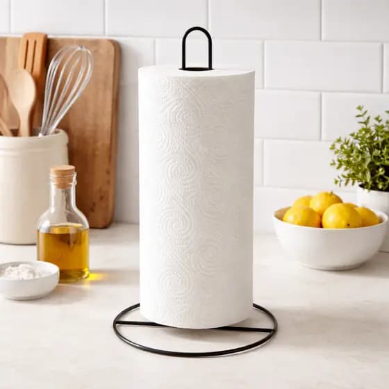 Suporte Porta Papel Toalha Preto Premium Organizador Elegante Vertical Cozinha