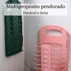 Cesto de parede plástico sem rastros para organização com design durável e forte oco e respirável para uso doméstico