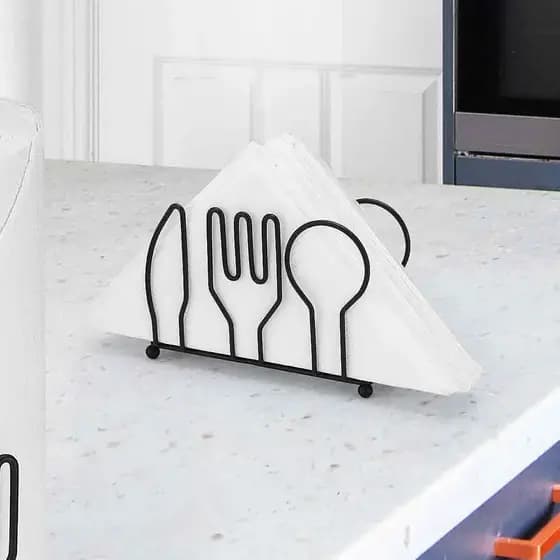 Porta Guardanapos Preto para Balcão Festa Organizador de Mesa