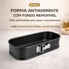 Forma Antiaderente com Fundo Removível para Pão Bolo
