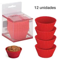 Forma de Silicone para Cupcake Bolinho Muffin Kit com 12 Unidades Forminhas