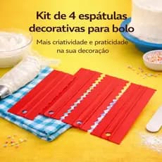 Kit 4 Espátulas Alisadoras Grandes Para Bolo Confeitaria 8 Modelos de Decoração - PREMIUM
