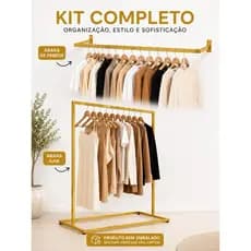 Kit Arara Ilha + Arara de Parede | Expositor de Roupas para Lojas