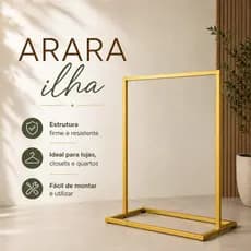 Cabideiro De Chão Arara ilha cor Dourado Organizador De Roupas
