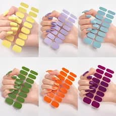 16 Dicas Adesivos De Unhas De Gel De Longa Duração Tiras Cor Sólida Lâmpada UV Curada Manicure Decalque