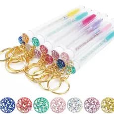 10/5 Pçs Tubo Escova De Cílios Com Chaveiro De Ouro Glitter Rímel Varinha Para Extensão Transparente Micro Pente Recipie
