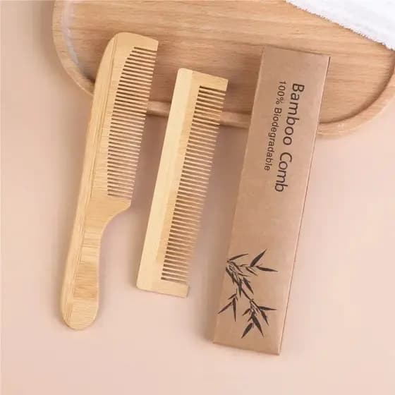 2 Peças Pente De Bambu De Madeira Feito À Mão , Massagem Antiestática natural E Cuidados Com Os Cabelos , Ferramenta De