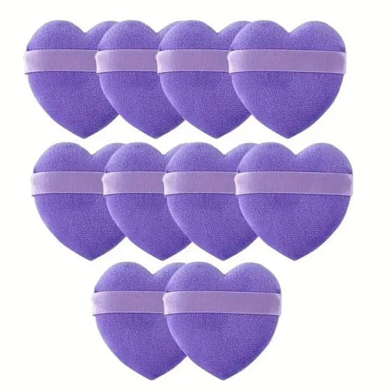 20 Pçs Em Forma De Coração Veludo Pó Puffs Seco Molhado Dupla Utilização 10 Multiuso Maquiagem Fundação Mistura Esponja