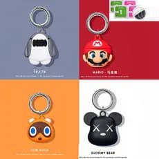 Capa de silicone fofa para AirTag , capa protetora de pele, design de biscoitos de desenhos animados em 3D, chaveiro