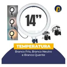 Iluminador Ring Ligth Anel Luz 36 Cm Fotos Com Tripé 2.1 M 110v/220v (bivolt) Preto 3 Opções