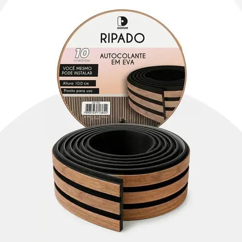 Ripado Autocolante Flexível 10m Preto 3d Domum Parede Madeir Preto