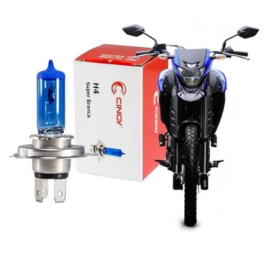 Lâmpada Moto H4 Super Branca 6000K 35W Efeito Xenon Cinoy Honda CG Titan