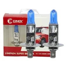 Par Lâmpada Automotiva H1 Super Branca Efeito Xenon 55W 12V Cinoy Farol