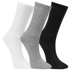 Kit 3 Pares De Meia Algodão Unissex Masculina Feminina Cano Longo Esporte Esportiva Casual
