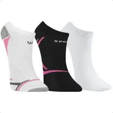 Kit 3 Pares Meia Invisível Feminina Esportiva Algodão Confortável Treinos Caminhadas Academia