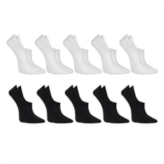 Kit 10 Pares Meia Sapatilha Invisível 34-44 Unissex Algodão Confortáveis Tensora Feminino Masculino