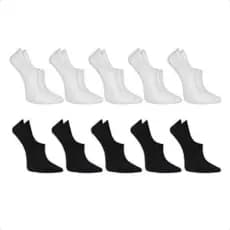 Kit 10 Pares Meia Sapatilha Invisível 34-44 Unissex Algodão Confortáveis Tensora Feminino Masculino