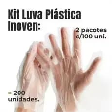 Kit luva plástica descartável com 100 unidades (2 pacotes)