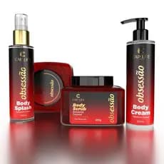 kit Inspiração Obsessão, Body Splash 130 ml, Body scrub esfoliante corporal 300ml e body Cream hidratante Corporal 125