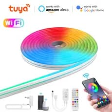Tuya Smart Life WiFi RGB Neon Fita LED Controle De Aplicação De Luz Alexa Google Home DC12V Para Iluminação Doméstica Pátio De Decoração De Jardim