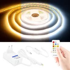 10M 5M CCT 2700K-6500K Luz De Tira COB Regulável 576LEDs/M Com Controle Remoto