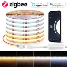 Zigbee Smart CCT COB LED Strip Light 2700K-6000K Regulável Funciona Com Hub Gateway Alexa Google Home APP Voice