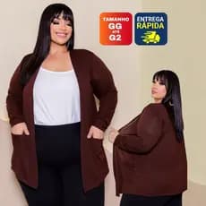 Cardigan Plus Size Blusa Manga Longa Kimono Casaco Feminino