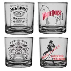Conjunto de copos whisky 265ml vidro personalizado jack d'aniels johnnie walker white horse chivas!